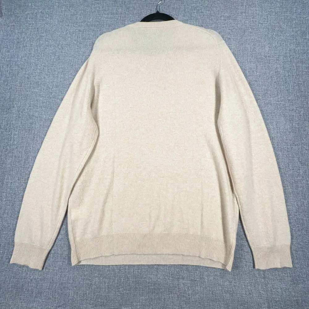 Club Room Cashmere Sweater Mens Large Oatmeal Heather Crew Neck Luxury Soft NEW